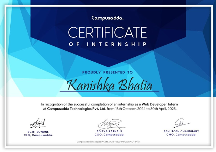 Certificate of Internshio